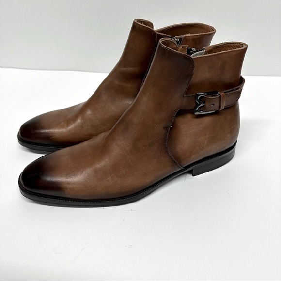 Bruno Magli Men\'s Angiolini Zip-up Cognac Leather Boot